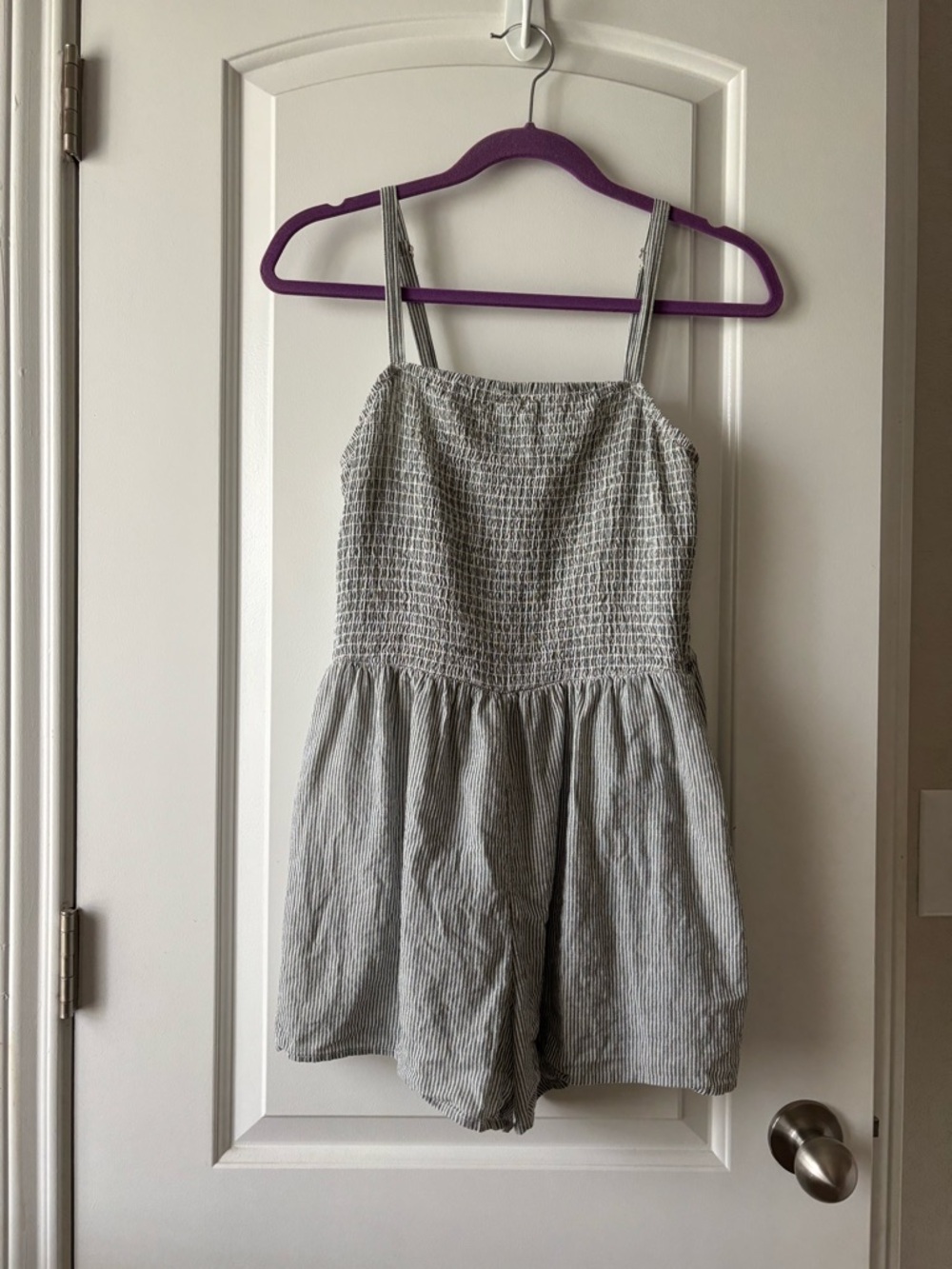 Universal Thread Gray Striped Smocked Romper - Size S
